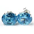 Swiss Blue CZ, 925 Sterling Silver Post Earring...
