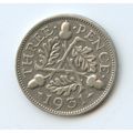 British Threepence 3d 1931