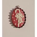 Vintage Candy Cane Cameo Pendant 30mm x 20mm Re...