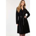 Waist Belt Tacked Faux Suede Coat Solid Coat