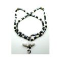 Mother Of Pearl Hematite Beaded Gemstone Necklace