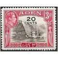 Aden 1951 SG39 20c on 3a Sepia & Carmine Mounte...