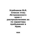 Khlebnikov V.A. List of birds in Astrakhan Krai with their distribution by natur