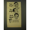 1950 Murine For Your Eyes Advertisement - Eyes tired? Two drops quick relief