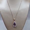 Rose de France Amethyst Zircon Pendant 18k Rose...
