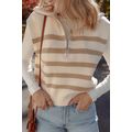 Khaki Stripe Ribbed Half Zip Collared Sweater Vest