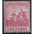 Barbados 1892 SG107 1d Carmine Mounted Mint . ..
