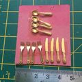 Gold Coloured Cutlery Set 1:12th scale miniature