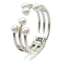New Women’s Stainless Steel Silver Pearl Bangle...
