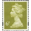 GB, Queen Elizabeth Machin, olive-yellow 1991, 6p