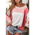 Peach Blossom Leopard Colorblock Patchwork Expo...