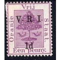 1900 ORANGE FREE STATE Sg113 1d on 1d Purple MO...