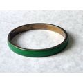 Vintage Brass Bangle, Forest Green Enamel