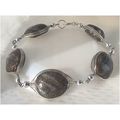 Bracelet #046 black marble polymer clay beads 8...