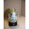 Vintage Cloisonne Enamel Egg w/ Stand 2 1/2"