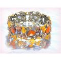 Pretty Amber Bronze Retro Enamel Crystal Floral...