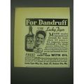 1939 Lucky Tiger Hair Tonic Ad - For Dandruff