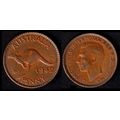 Australia One Penny 1942 Used Coin 1d Geo VI Ka...