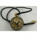 Damascene Gold Floral Design Sphere Ball Pendan...