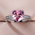 New Women’s Alloy Pink Heart Shape Stone Multi ...