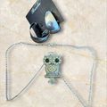 Vintage Owl Necklace Brooks Loop Pierced Earrin...