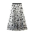 New Mesh Skirt Summer Women's Mid-Length Pleate...