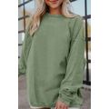 Green Ribbed Corded Oversized Sweatshirt