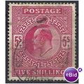 1902 SG263 5/- Bright Carmine Good/Fine Used..