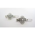 Extra tiny small silver metal floral shape hair...
