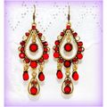 Tibetan Hill Tribe Style Red Crystal Bronze Hoo...