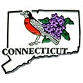 Connecticut State Outline with American Robin a...