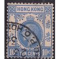 Hong Kong 1921 - 37 KGV 10ct Bright Ultramarine...