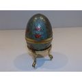 Vintage Brass Enamel Cloisonne Egg w/ Gatco Sta...