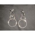 Large geometric silver colour ring stud earring...