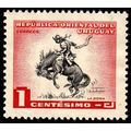 Uruguay 1954 Gaucho Horse 1c Stamp