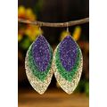Purple Mardi Gras Sequin Layered Earrings