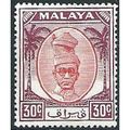 Perak 1955 SG142 30c Scarlet & Purple Mounted M...