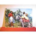 2 Girls with a DONKEY, SPAIN.. used vintage pos...