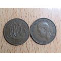 GB 1947 George VI Ship Half Penny Coin