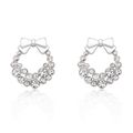 Holiday Wreath Clear Crystal Earrings