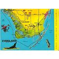 United States FLORIDA EVERGLADES Map Postcard (...