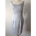 Light grey dress formal fitted tailored square ...