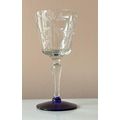 Cobalt Blue Base Etched Glasses Cordial Stem Cl...