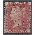 1858 SG43 1d Red Plate 125 Good Used "NL" Cut P...