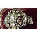 Antique European Gothic 18K White Gold .25ct Di...