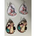 Earrings Farm Animal Bunnies with Flowers 2 Pai...