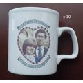 10 x VINTAGE ROYALTY CERAMIC MUGS - MARRIAGE OF...