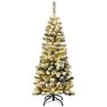 4.5 Feet Pre-Lit Snow Flocked Pencil Christmas ...