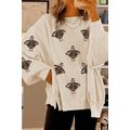 White Thanksgiving Turkey Waffle Oversized Knit...