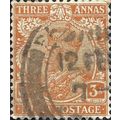 INDIA, King George V, Imperial Crown of India, orange 1911, 3anna